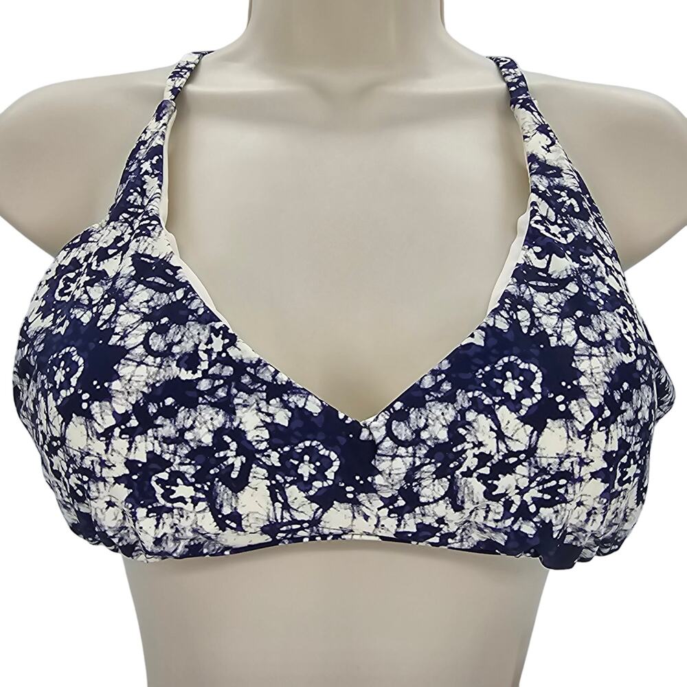 Andie Swim X Faherty Womans size M The Valencia Bikini Top in Blue Floral NEW